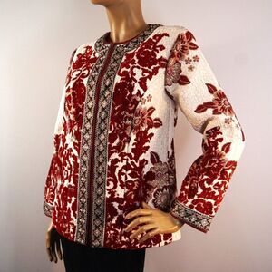 Soft Surroundings Quilted Floral Tapestry Jacket Rose and Cream Size XS